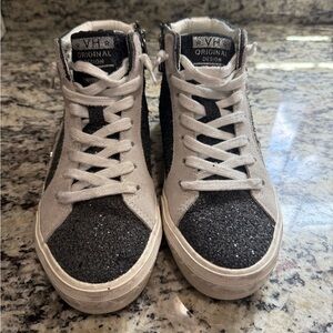 Vintage Havana Dormy Black Glitter Side zip Sneakers